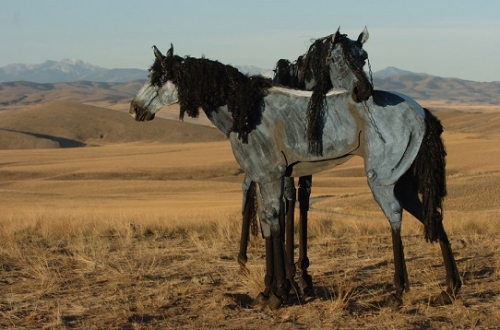 Image of "Bleu Horses" sculpture by Jim Dolan