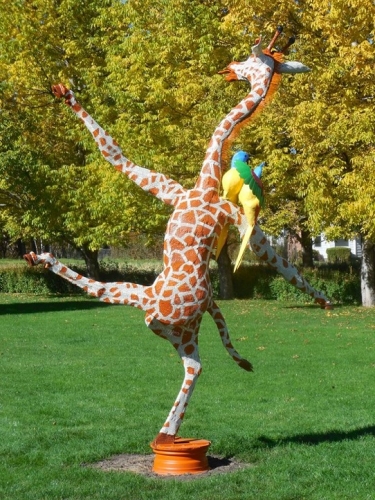 Image of "Whimsical Giraffe" sculpture by Jim Dolan